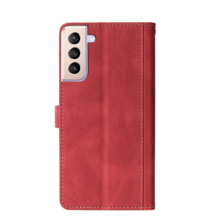 For Samsung Galaxy S21 FE Stitching Skin Feel Magnetic Buckle Horizontal Flip PU Leather Case with Holder & Card Slots & Wallet
