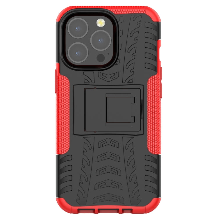 For iPhone 13 mini Tire Texture Shockproof TPU+PC Protective Case with Holder