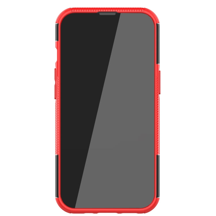 For iPhone 13 mini Tire Texture Shockproof TPU+PC Protective Case with Holder