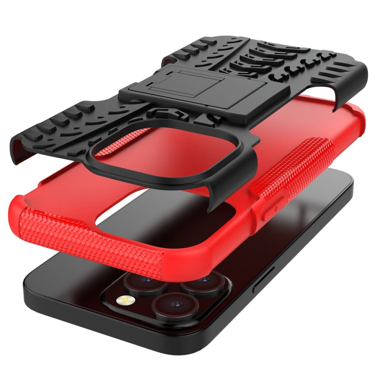 For iPhone 13 mini Tire Texture Shockproof TPU+PC Protective Case with Holder