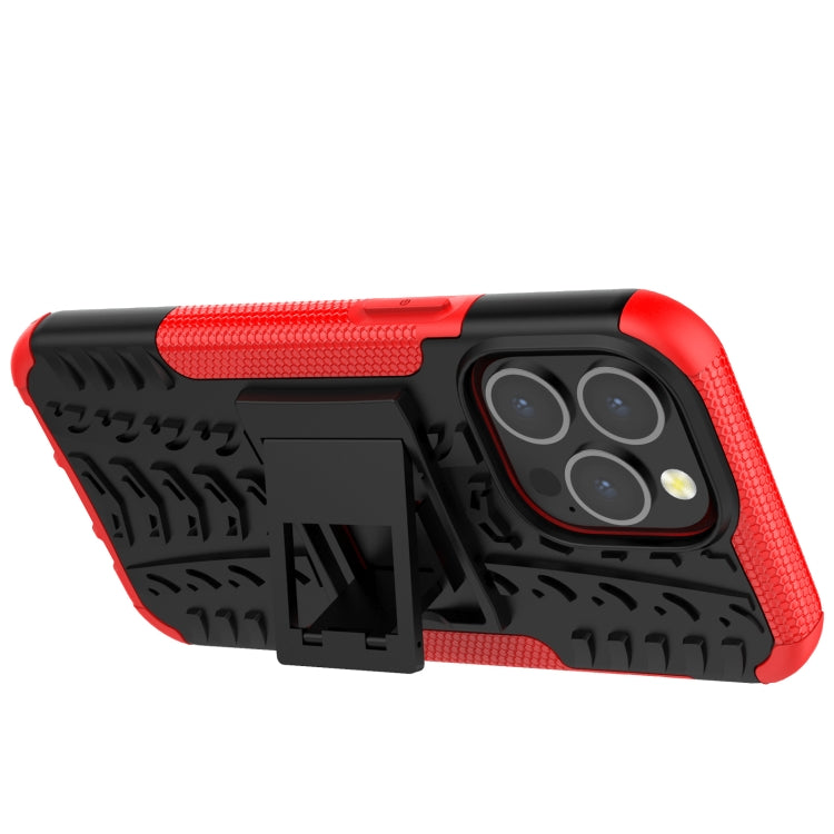 For iPhone 13 mini Tire Texture Shockproof TPU+PC Protective Case with Holder