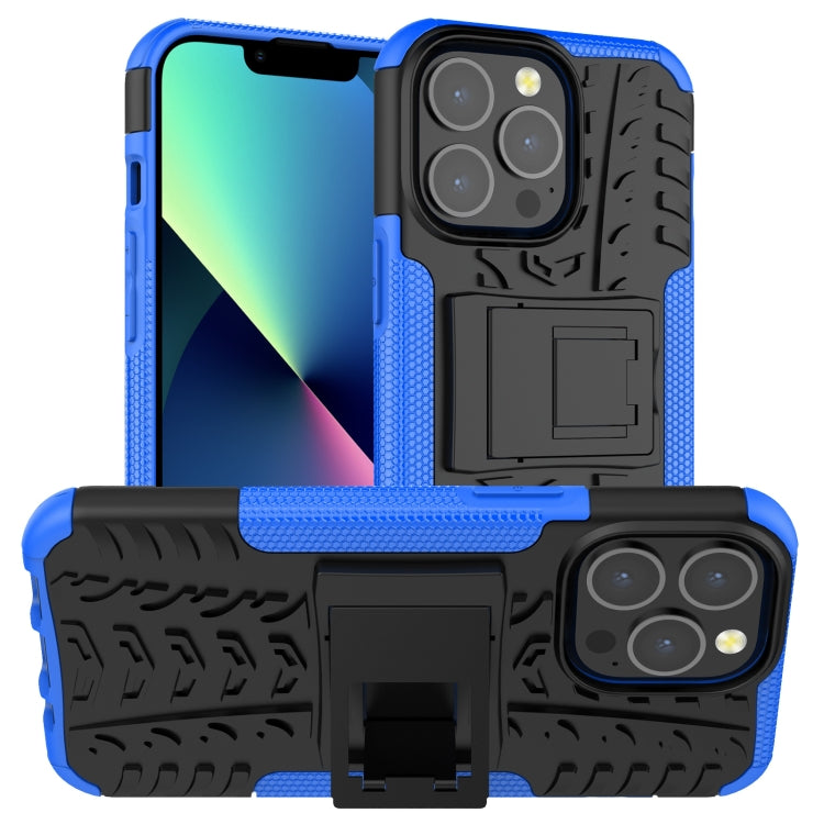 For iPhone 13 mini Tire Texture Shockproof TPU+PC Protective Case with Holder