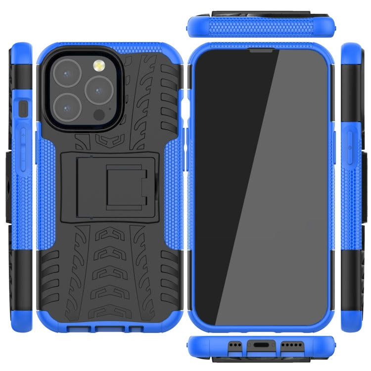 For iPhone 13 mini Tire Texture Shockproof TPU+PC Protective Case with Holder