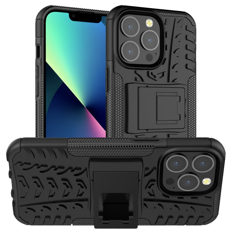 For iPhone 13 mini Tire Texture Shockproof TPU+PC Protective Case with Holder