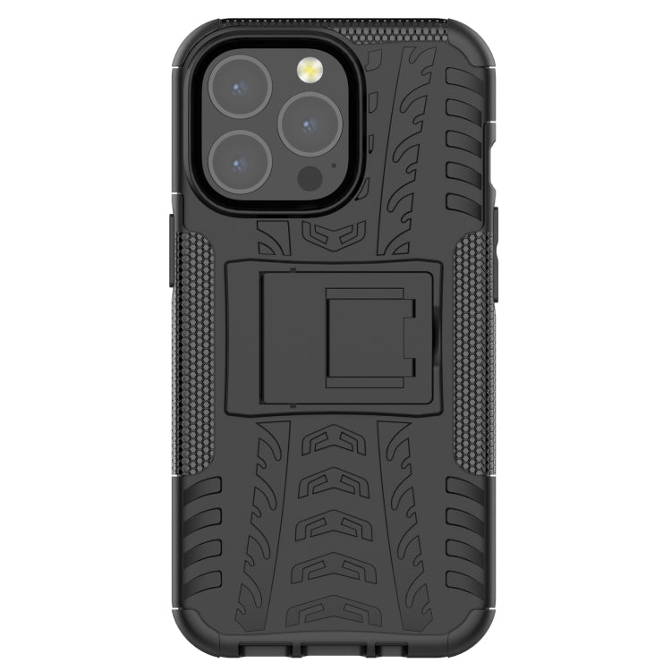 For iPhone 13 mini Tire Texture Shockproof TPU+PC Protective Case with Holder