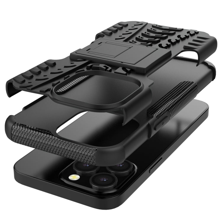 For iPhone 13 mini Tire Texture Shockproof TPU+PC Protective Case with Holder
