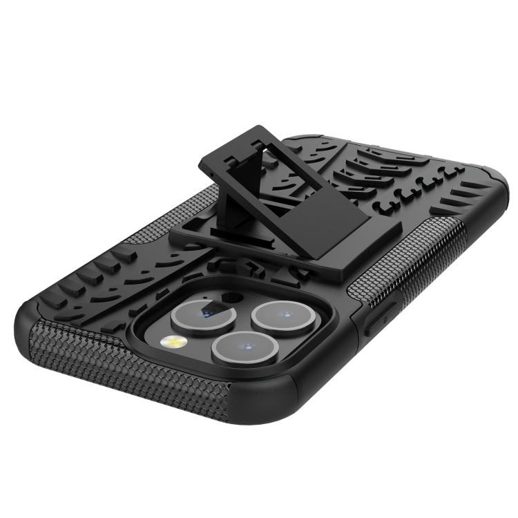 For iPhone 13 mini Tire Texture Shockproof TPU+PC Protective Case with Holder