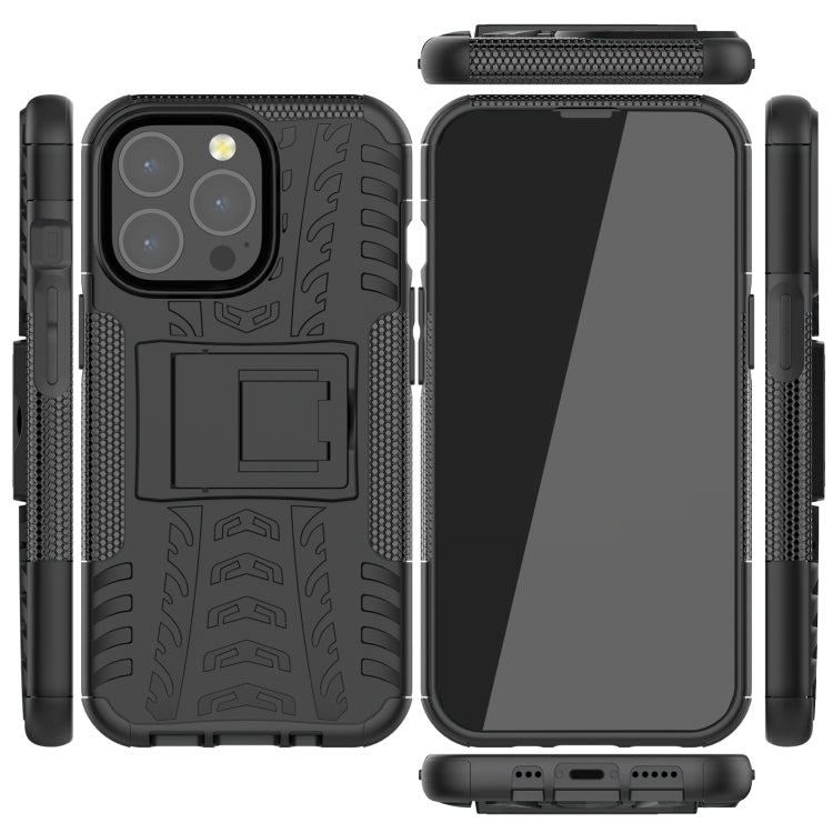 For iPhone 13 mini Tire Texture Shockproof TPU+PC Protective Case with Holder