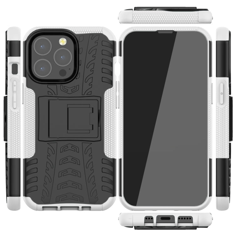For iPhone 13 mini Tire Texture Shockproof TPU+PC Protective Case with Holder
