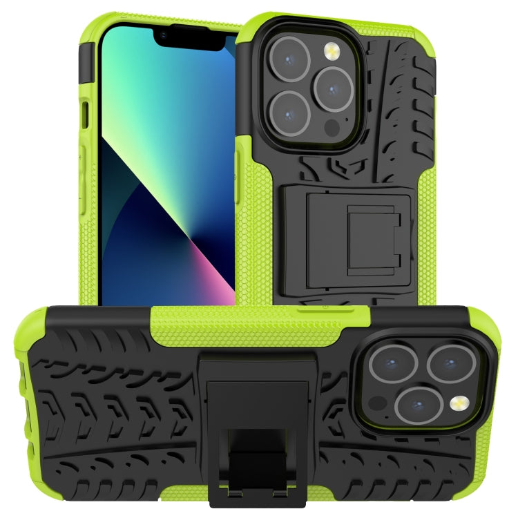 For iPhone 13 mini Tire Texture Shockproof TPU+PC Protective Case with Holder