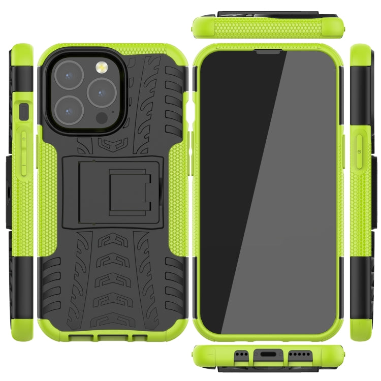 For iPhone 13 mini Tire Texture Shockproof TPU+PC Protective Case with Holder