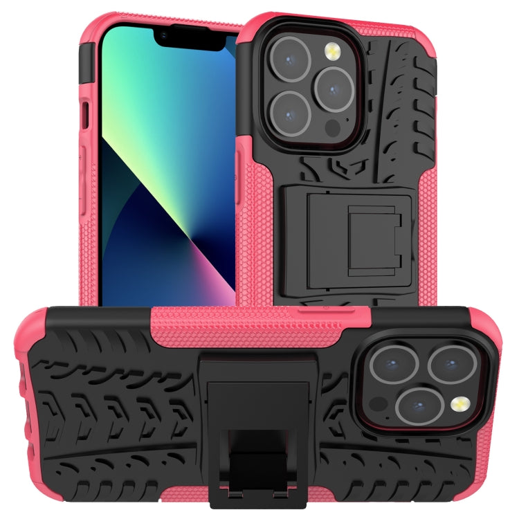 For iPhone 13 mini Tire Texture Shockproof TPU+PC Protective Case with Holder