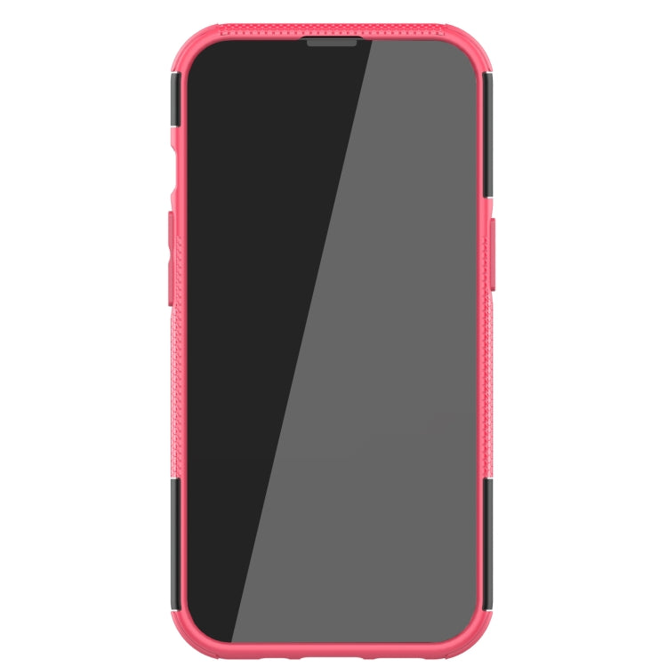 For iPhone 13 mini Tire Texture Shockproof TPU+PC Protective Case with Holder