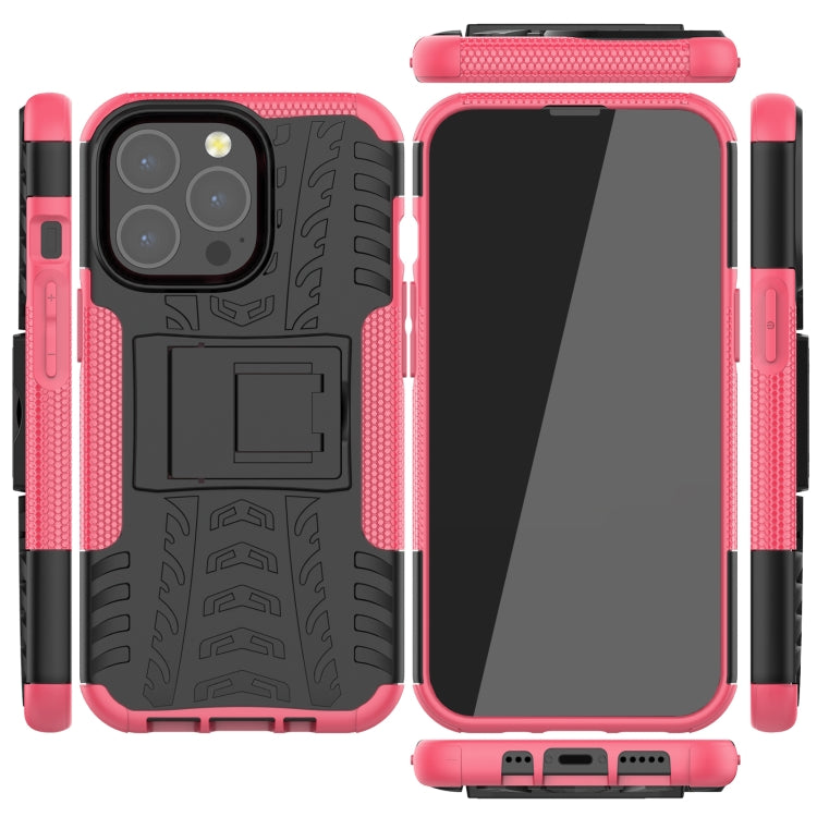 For iPhone 13 mini Tire Texture Shockproof TPU+PC Protective Case with Holder
