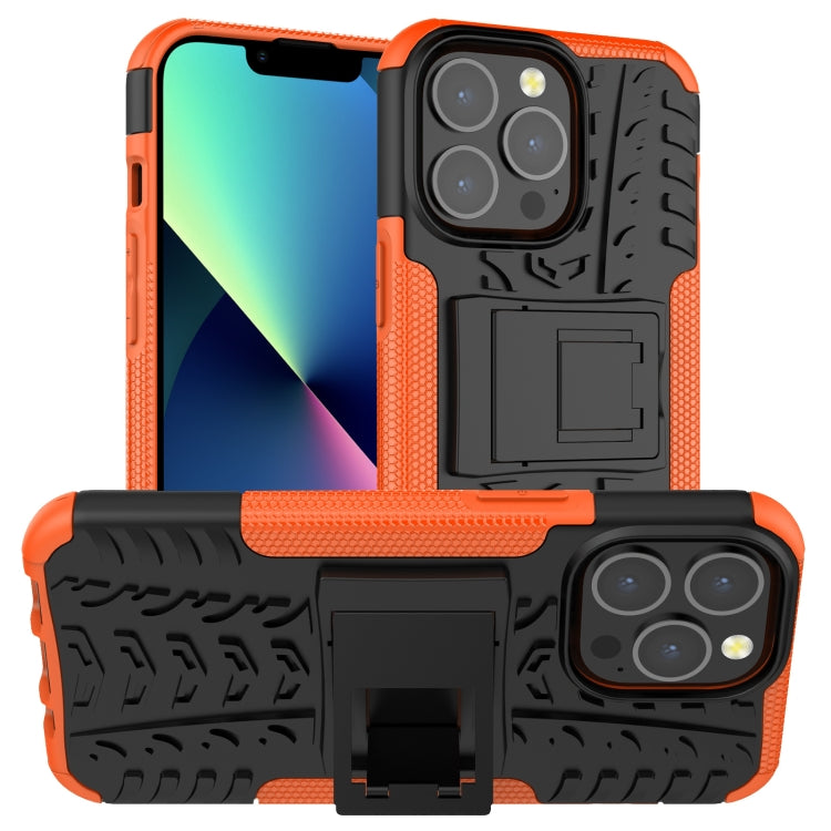 For iPhone 13 mini Tire Texture Shockproof TPU+PC Protective Case with Holder