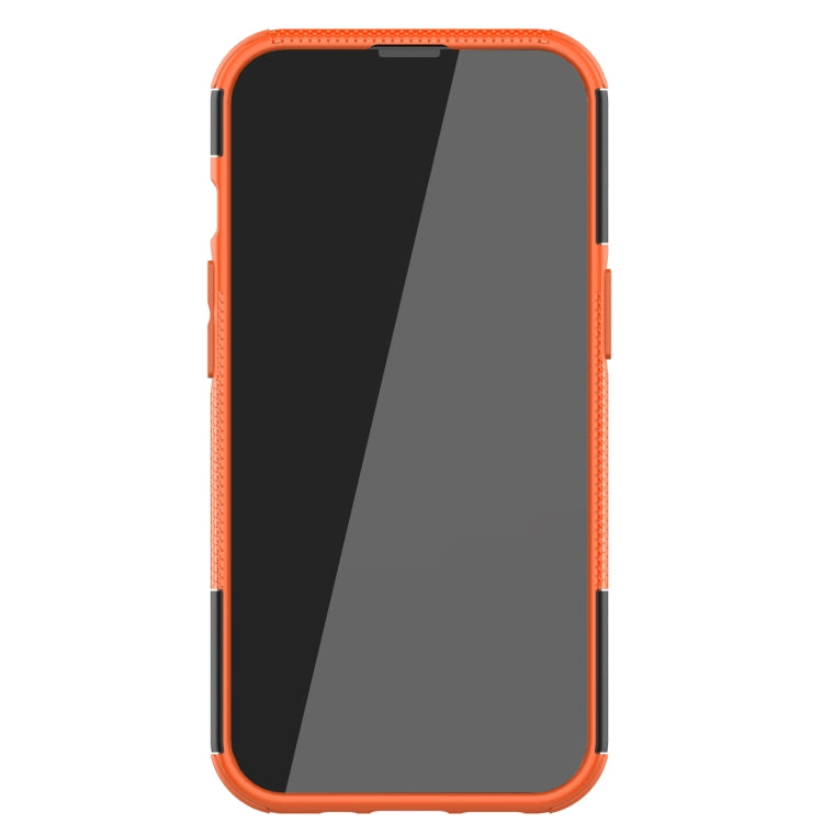 For iPhone 13 mini Tire Texture Shockproof TPU+PC Protective Case with Holder