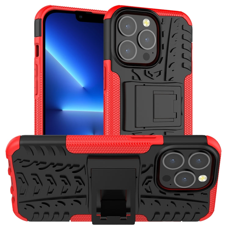 For iPhone 13 Pro Tire Texture Shockproof TPU+PC Protective Case with Holder
