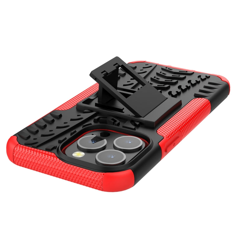 For iPhone 13 Pro Tire Texture Shockproof TPU+PC Protective Case with Holder