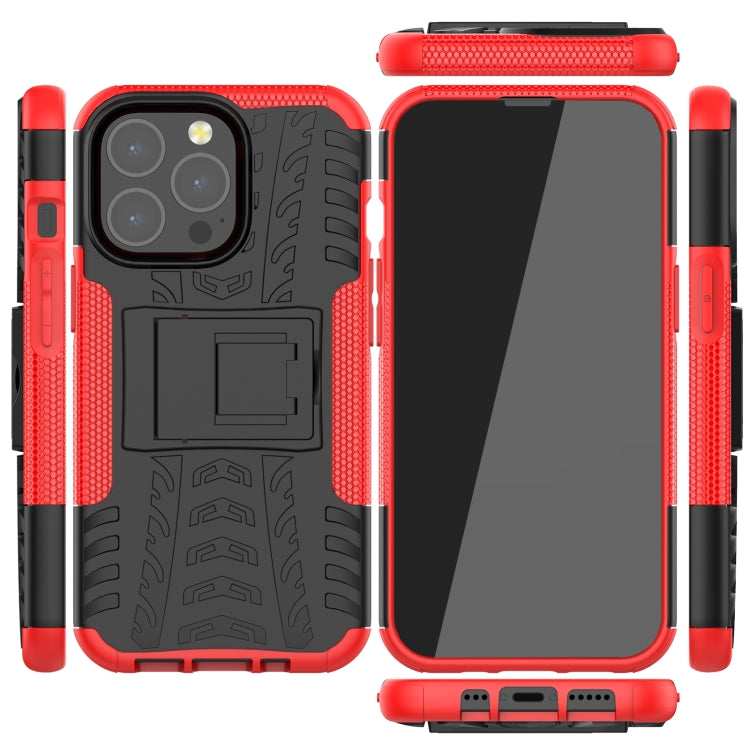 For iPhone 13 Pro Tire Texture Shockproof TPU+PC Protective Case with Holder