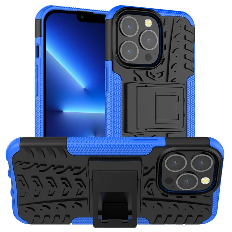 For iPhone 13 Pro Tire Texture Shockproof TPU+PC Protective Case with Holder