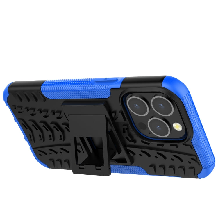 For iPhone 13 Pro Tire Texture Shockproof TPU+PC Protective Case with Holder