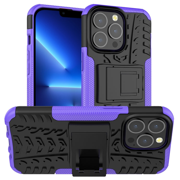 For iPhone 13 Pro Tire Texture Shockproof TPU+PC Protective Case with Holder