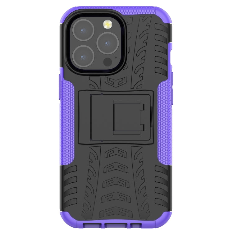 For iPhone 13 Pro Tire Texture Shockproof TPU+PC Protective Case with Holder