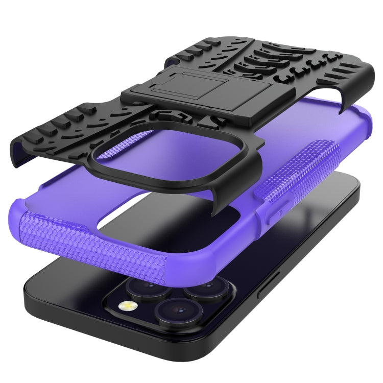 For iPhone 13 Pro Tire Texture Shockproof TPU+PC Protective Case with Holder