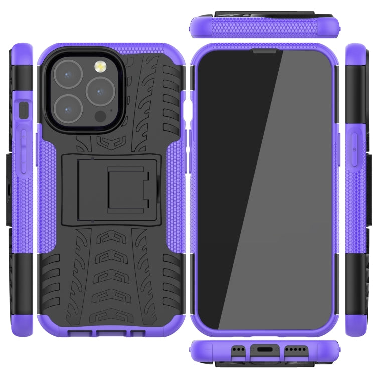 For iPhone 13 Pro Tire Texture Shockproof TPU+PC Protective Case with Holder