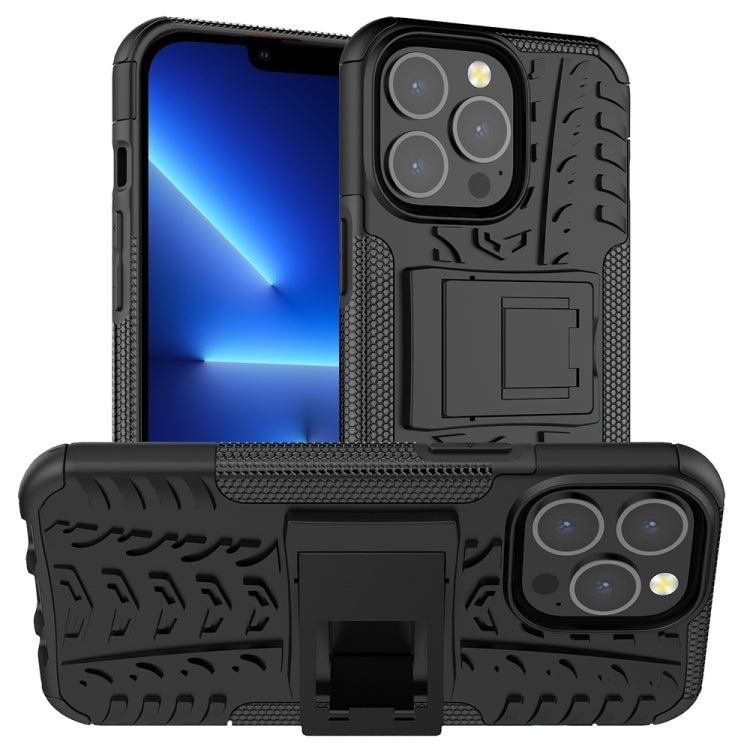 For iPhone 13 Pro Tire Texture Shockproof TPU+PC Protective Case with Holder