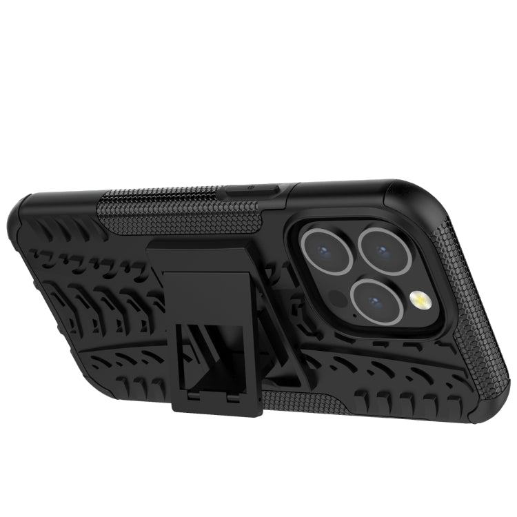 For iPhone 13 Pro Tire Texture Shockproof TPU+PC Protective Case with Holder