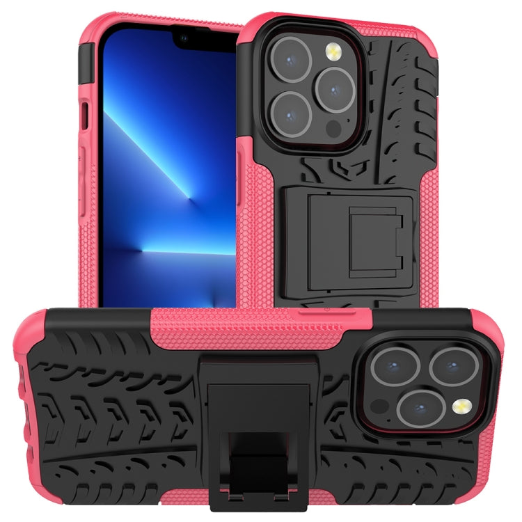 For iPhone 13 Pro Tire Texture Shockproof TPU+PC Protective Case with Holder