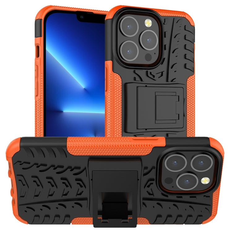 For iPhone 13 Pro Tire Texture Shockproof TPU+PC Protective Case with Holder