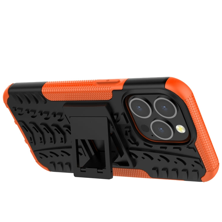 For iPhone 13 Pro Tire Texture Shockproof TPU+PC Protective Case with Holder