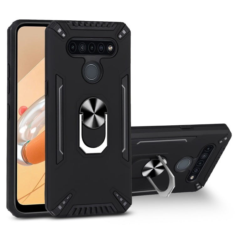 For LG K41S PC + TPU Protective Case with 360 Degrees Rotatable Ring Holder