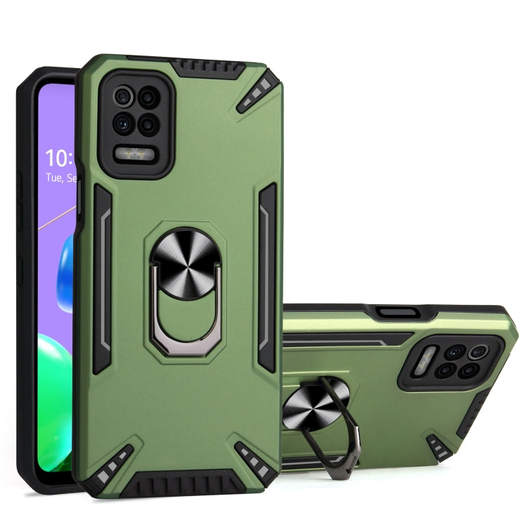 For LG K52 PC + TPU Protective Case with 360 Degrees Rotatable Ring Holder