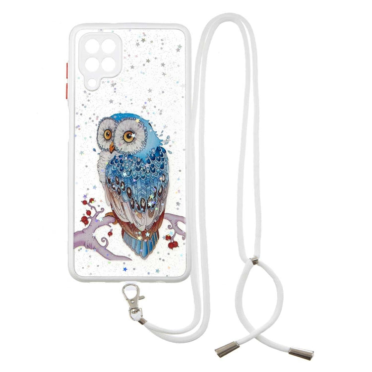 For Samsung Galaxy A12 / M12 Colored Drawing Starry Sky Epoxy TPU Shockproof Case with Neck Lanyard