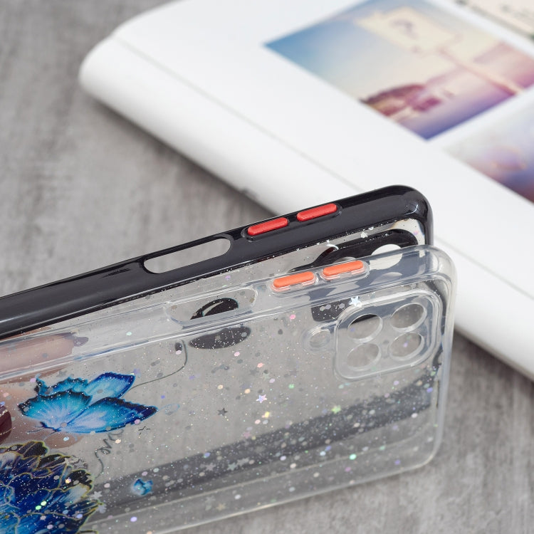 For Samsung Galaxy A12 / M12 Colored Drawing Starry Sky Epoxy TPU Shockproof Case with Neck Lanyard