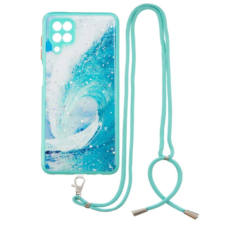 For Samsung Galaxy A12 / M12 Colored Drawing Starry Sky Epoxy TPU Shockproof Case with Neck Lanyard