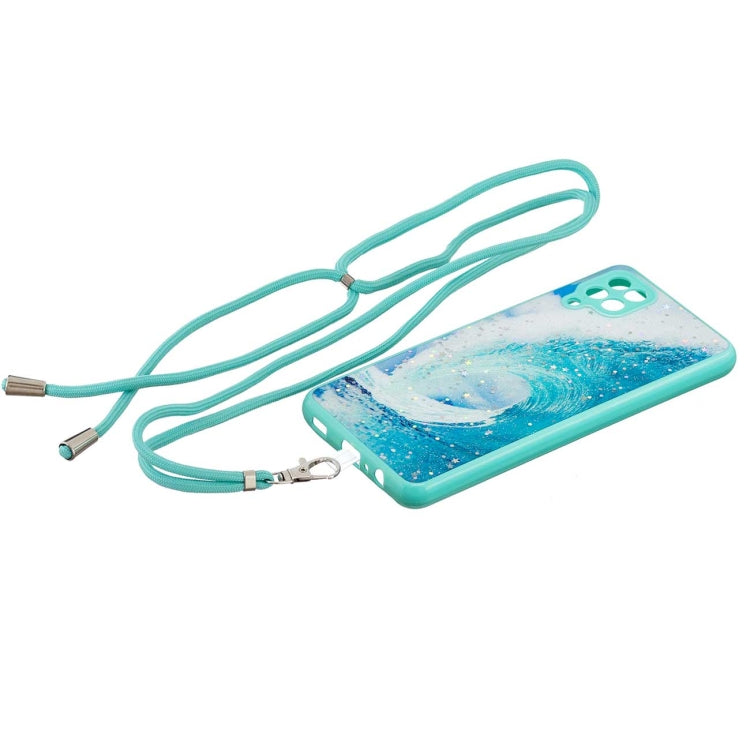 For Samsung Galaxy A12 / M12 Colored Drawing Starry Sky Epoxy TPU Shockproof Case with Neck Lanyard