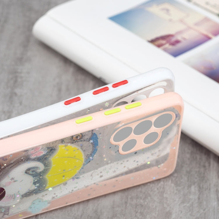 For Samsung Galaxy A32 4G Colored Drawing Starry Sky Epoxy TPU Shockproof Case with Neck Lanyard