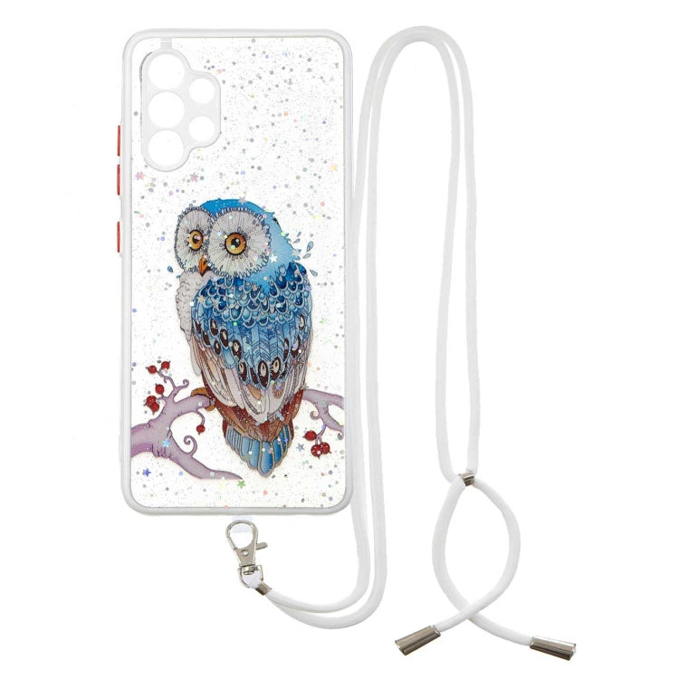 For Samsung Galaxy A32 4G Colored Drawing Starry Sky Epoxy TPU Shockproof Case with Neck Lanyard