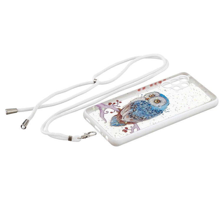 For Samsung Galaxy A32 4G Colored Drawing Starry Sky Epoxy TPU Shockproof Case with Neck Lanyard