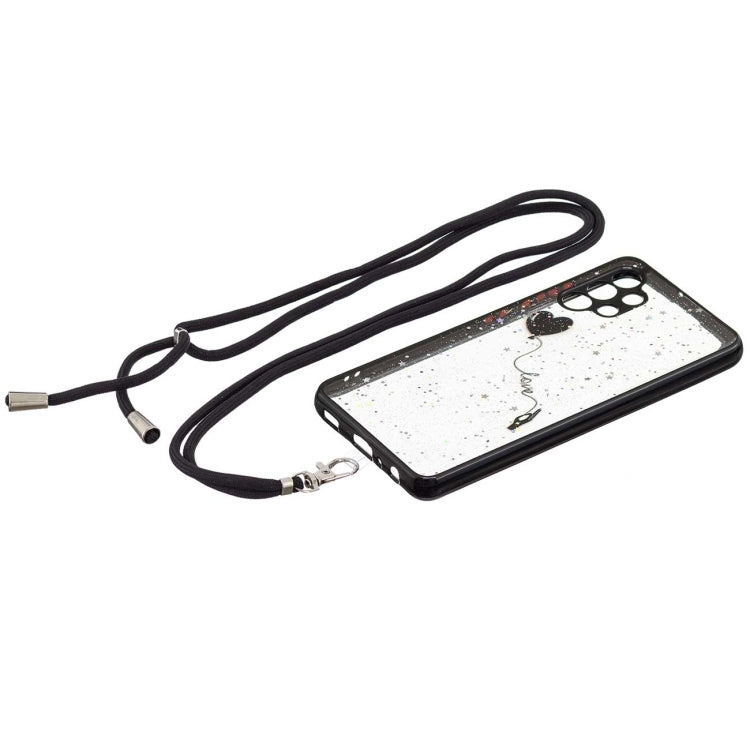 For Samsung Galaxy A32 4G Colored Drawing Starry Sky Epoxy TPU Shockproof Case with Neck Lanyard