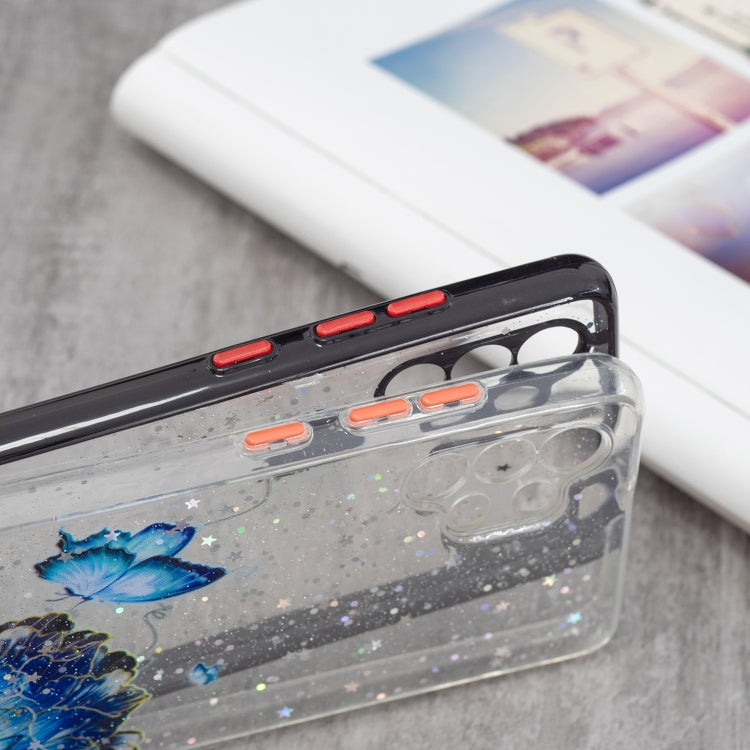 For Samsung Galaxy A32 4G Colored Drawing Starry Sky Epoxy TPU Shockproof Case with Neck Lanyard
