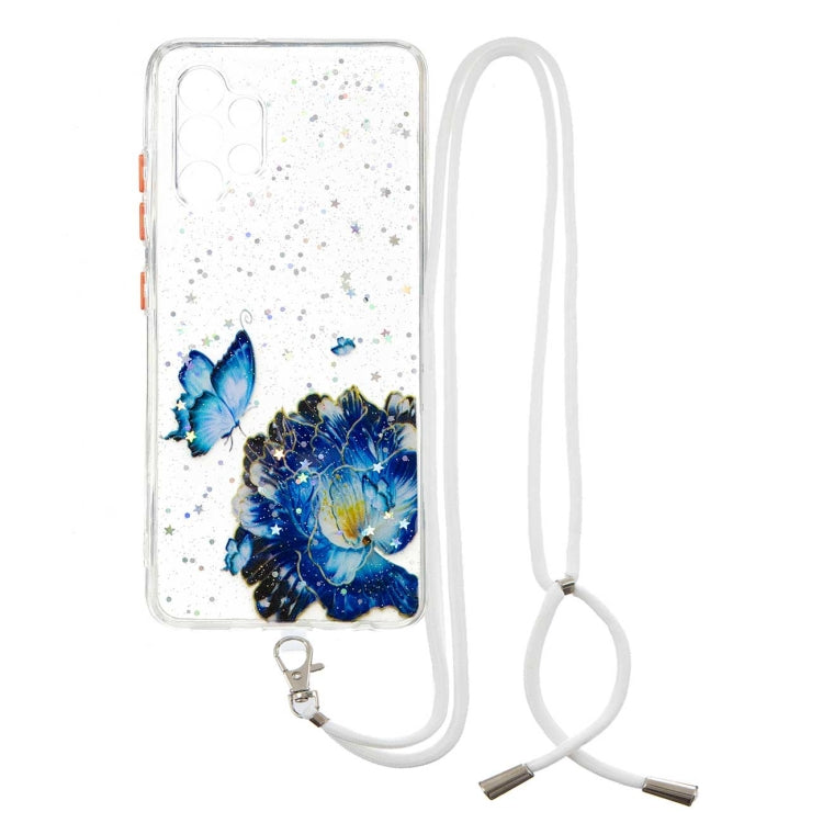 For Samsung Galaxy A32 4G Colored Drawing Starry Sky Epoxy TPU Shockproof Case with Neck Lanyard