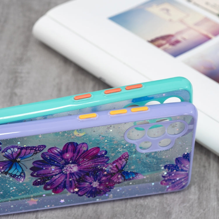 For Samsung Galaxy A32 4G Colored Drawing Starry Sky Epoxy TPU Shockproof Case with Neck Lanyard
