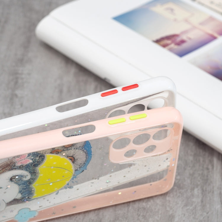 For Samsung Galaxy A32 5G Colored Drawing Starry Sky Epoxy TPU Shockproof Case with Neck Lanyard