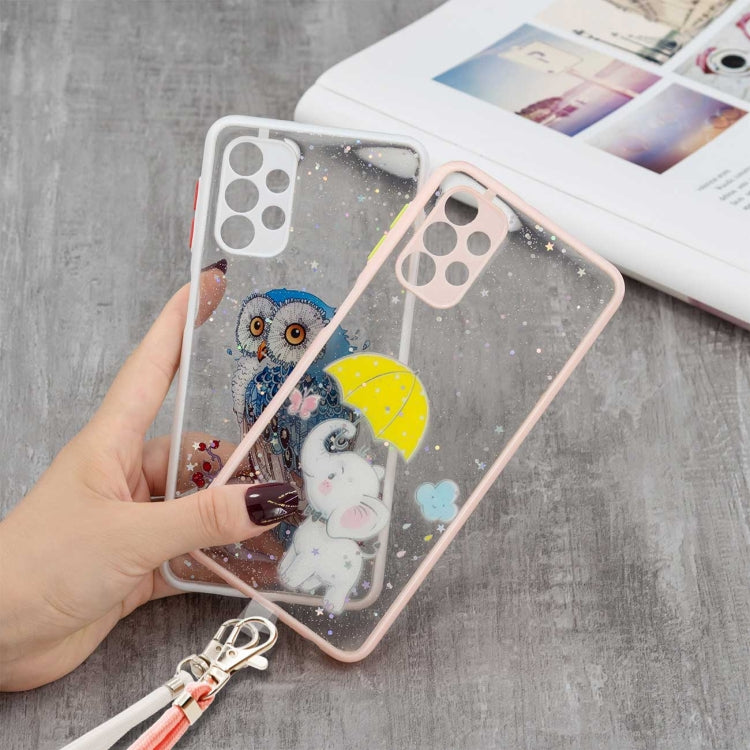 For Samsung Galaxy A32 5G Colored Drawing Starry Sky Epoxy TPU Shockproof Case with Neck Lanyard