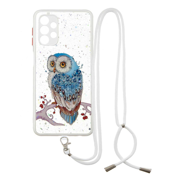 For Samsung Galaxy A32 5G Colored Drawing Starry Sky Epoxy TPU Shockproof Case with Neck Lanyard